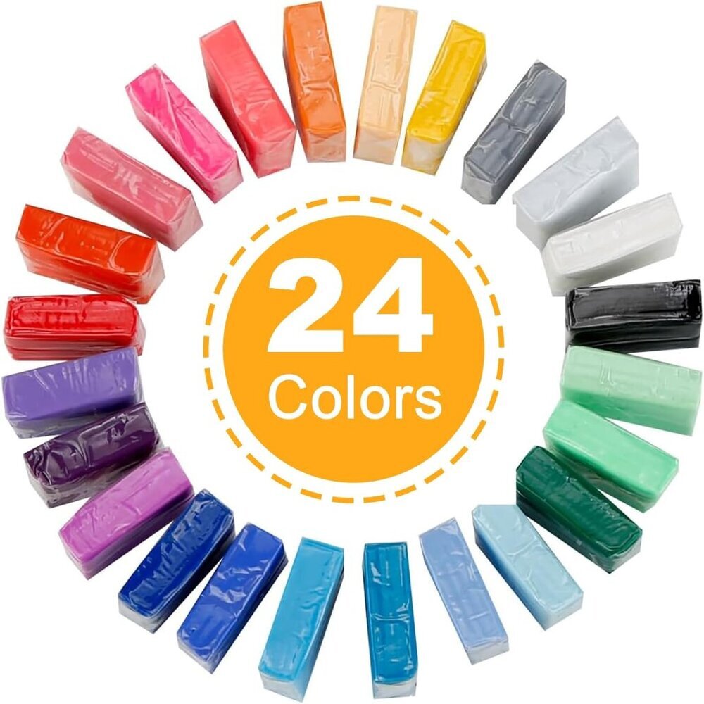 Polymer Clay Kit, Mini Modeling Clay Set for Kids/Beginners/Artist, 24 Colors